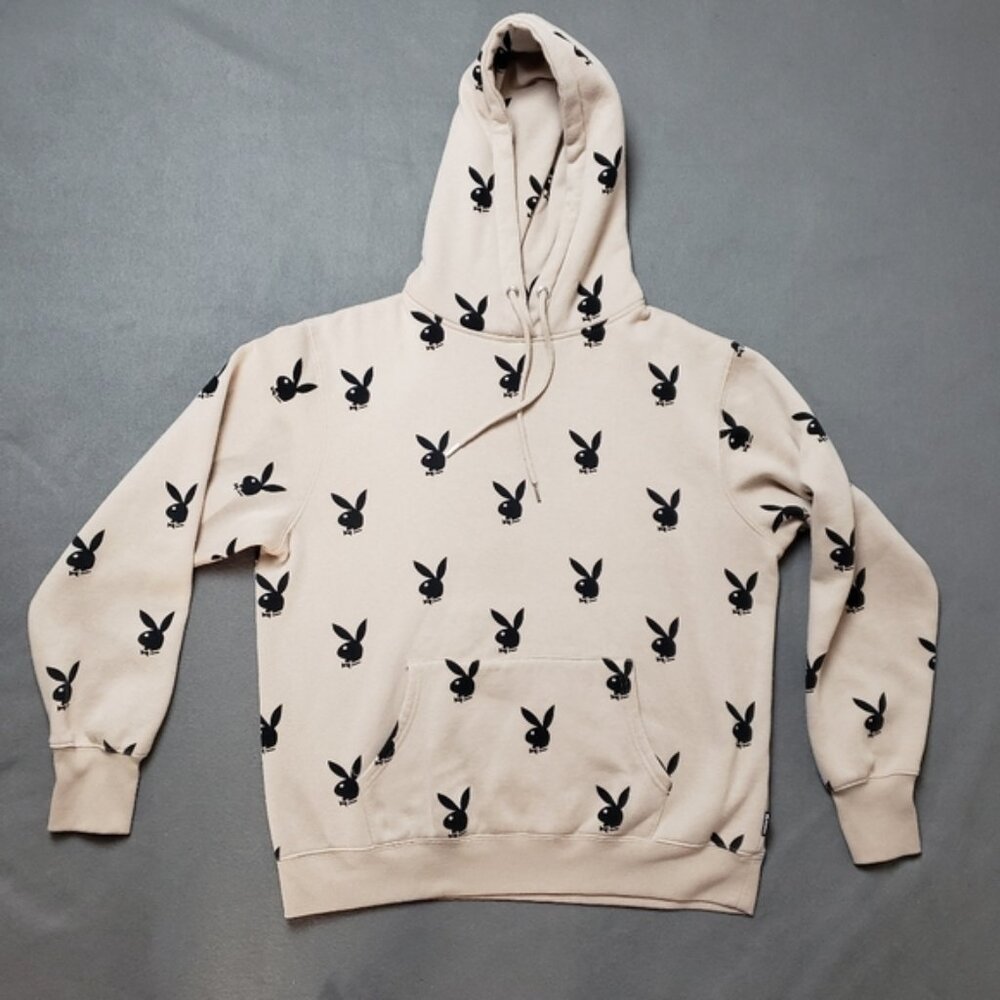 Playboy Hoodie Beige With All Over Bunny Logo